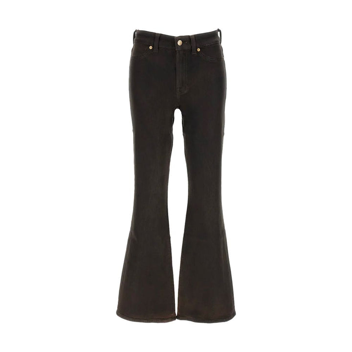 7FOR Black Cotton Bootcut Jeans