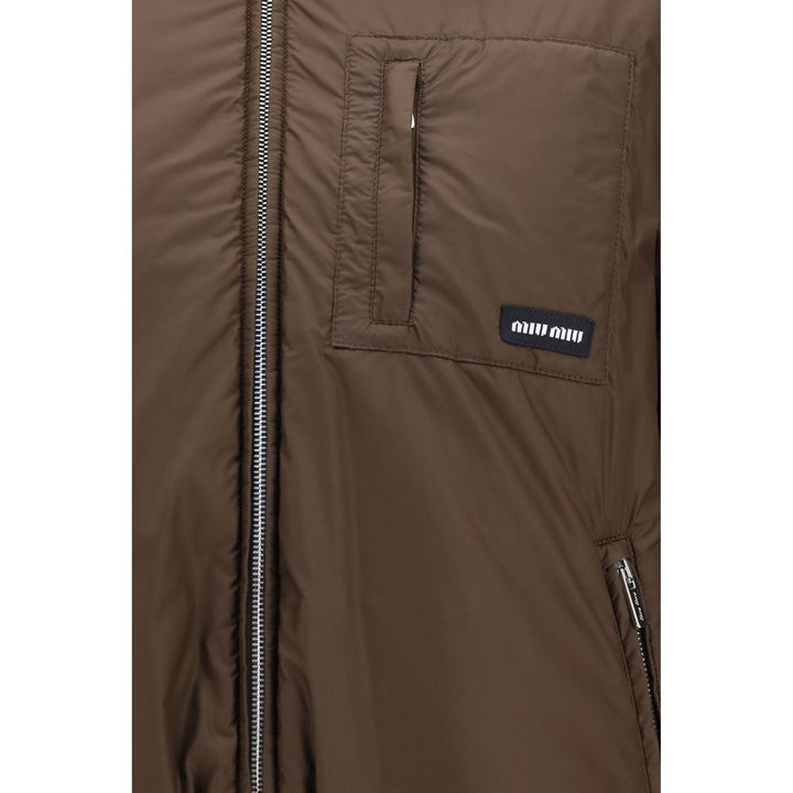 Miu Miu Brown Recycled Polyamide Full-Length Jacket