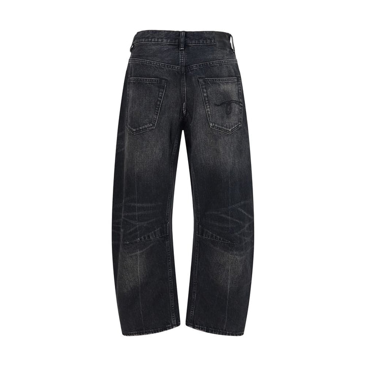 R13 Black Cotton Boyfriend Jeans