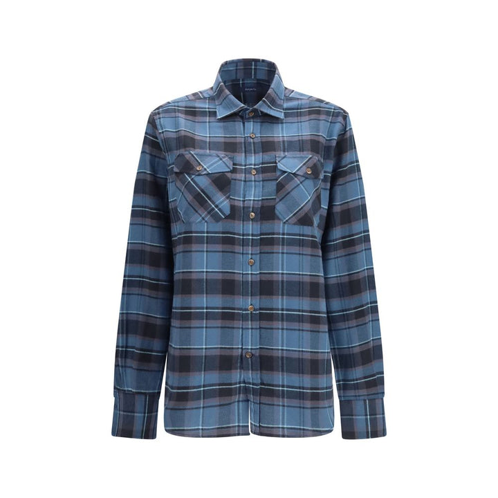 Deperlu Blue Cotton Pattern Shirt