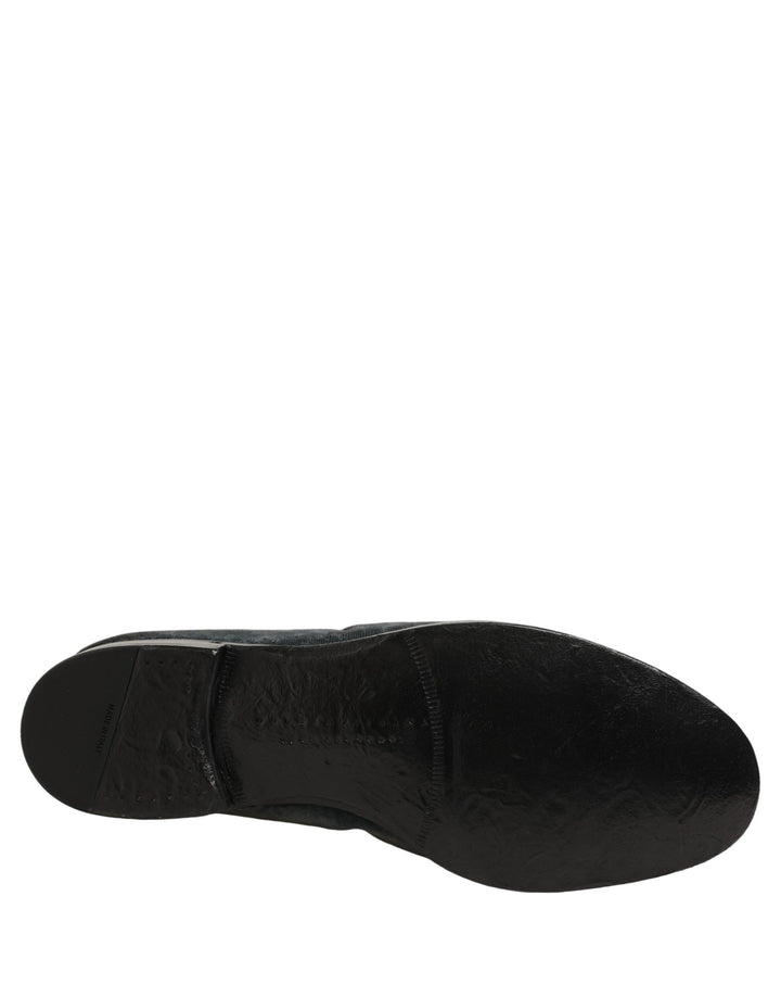 Dolce & Gabbana Blue Suede Slip On Men Slippers Loafers Shoes