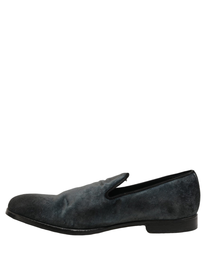 Dolce & Gabbana Blue Suede Slip On Men Slippers Loafers Shoes