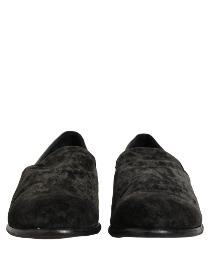 Dolce & Gabbana Black Suede Slip On Men Slippers Loafers Shoes