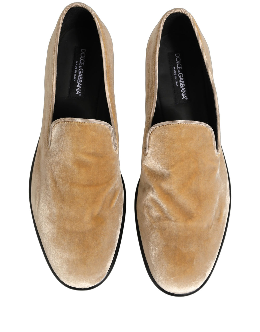Dolce & Gabbana Beige Suede Slip On Slippers Loafers Shoes