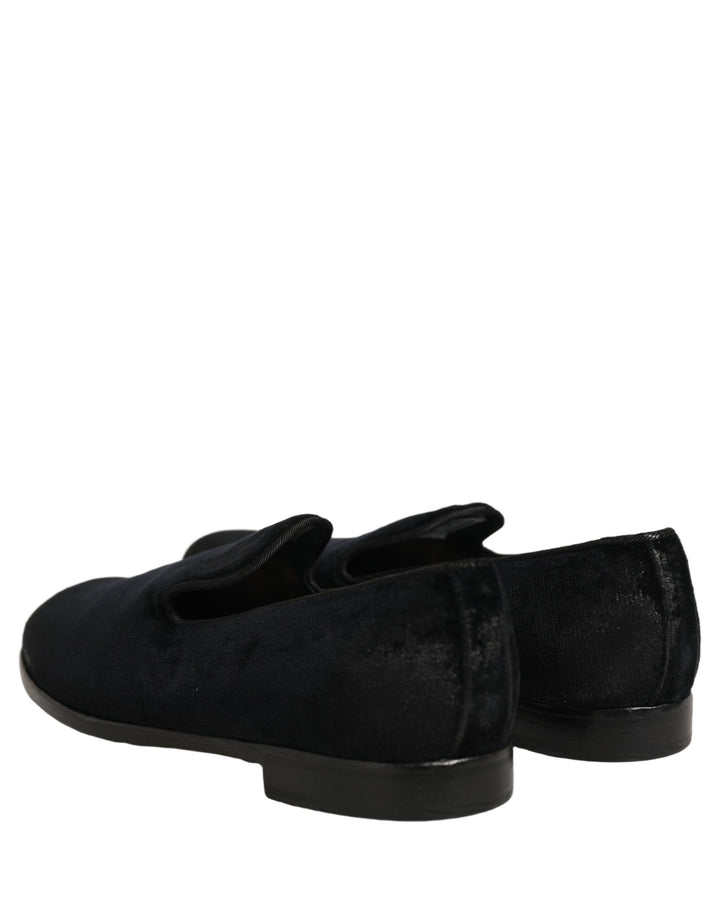 Dolce & Gabbana Black Suede Slip On Slippers Loafers Shoes