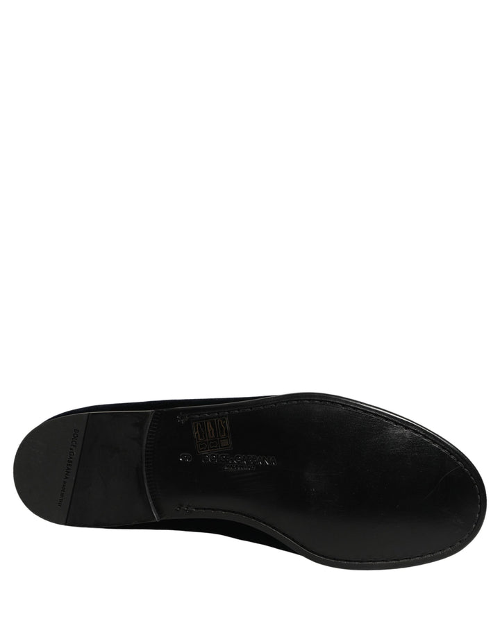 Dolce & Gabbana Black Suede DG Logo Slippers Men Loafers Shoes
