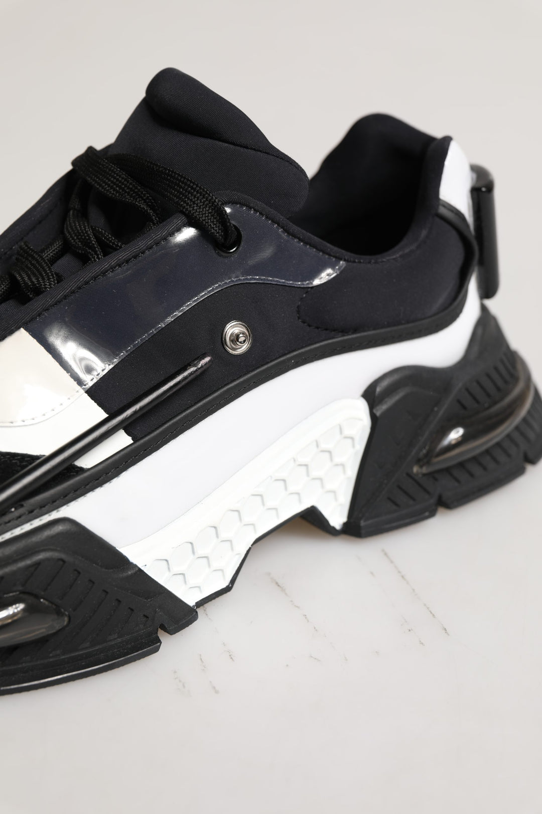 Dolce & Gabbana White Black Logo Airmaster Men Sneakers Shoes