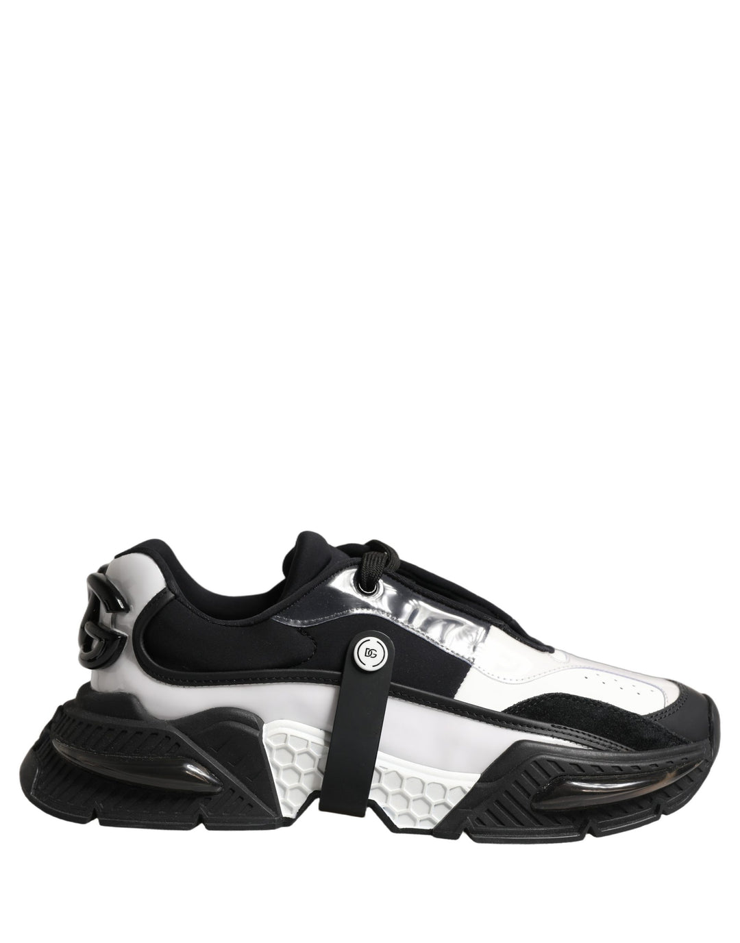 Dolce & Gabbana White Black Logo Airmaster Men Sneakers Shoes