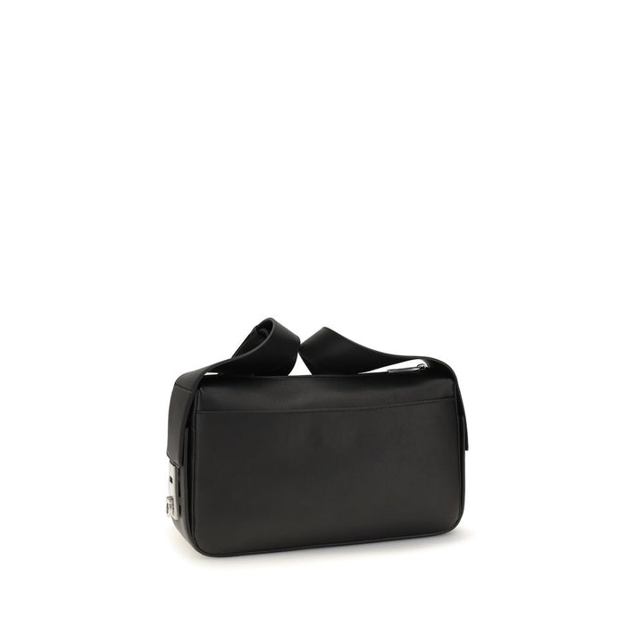 Ferragamo Black Calf Leather Bos Taurus Shoulder Bag