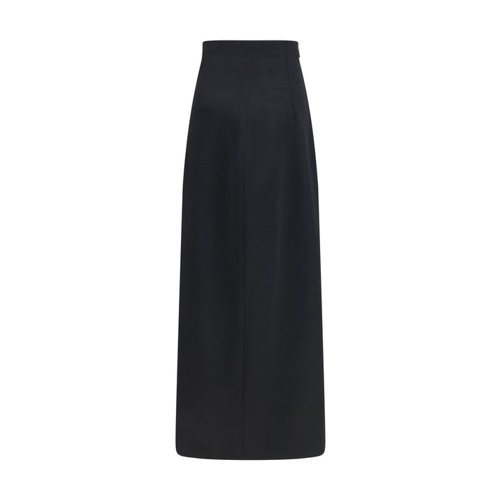 The Row Black Silk Long Skirt