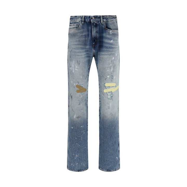 PDF Channel Blue Cotton Straight-Leg Jeans