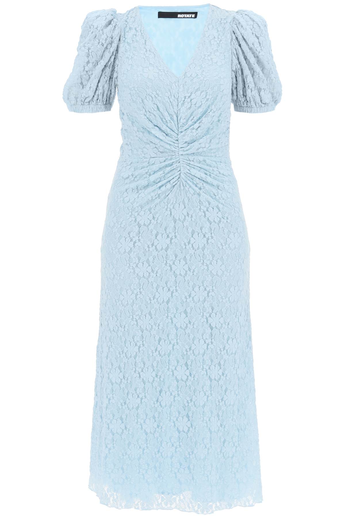 Rotate midi lace dress with puffed sleeves-0