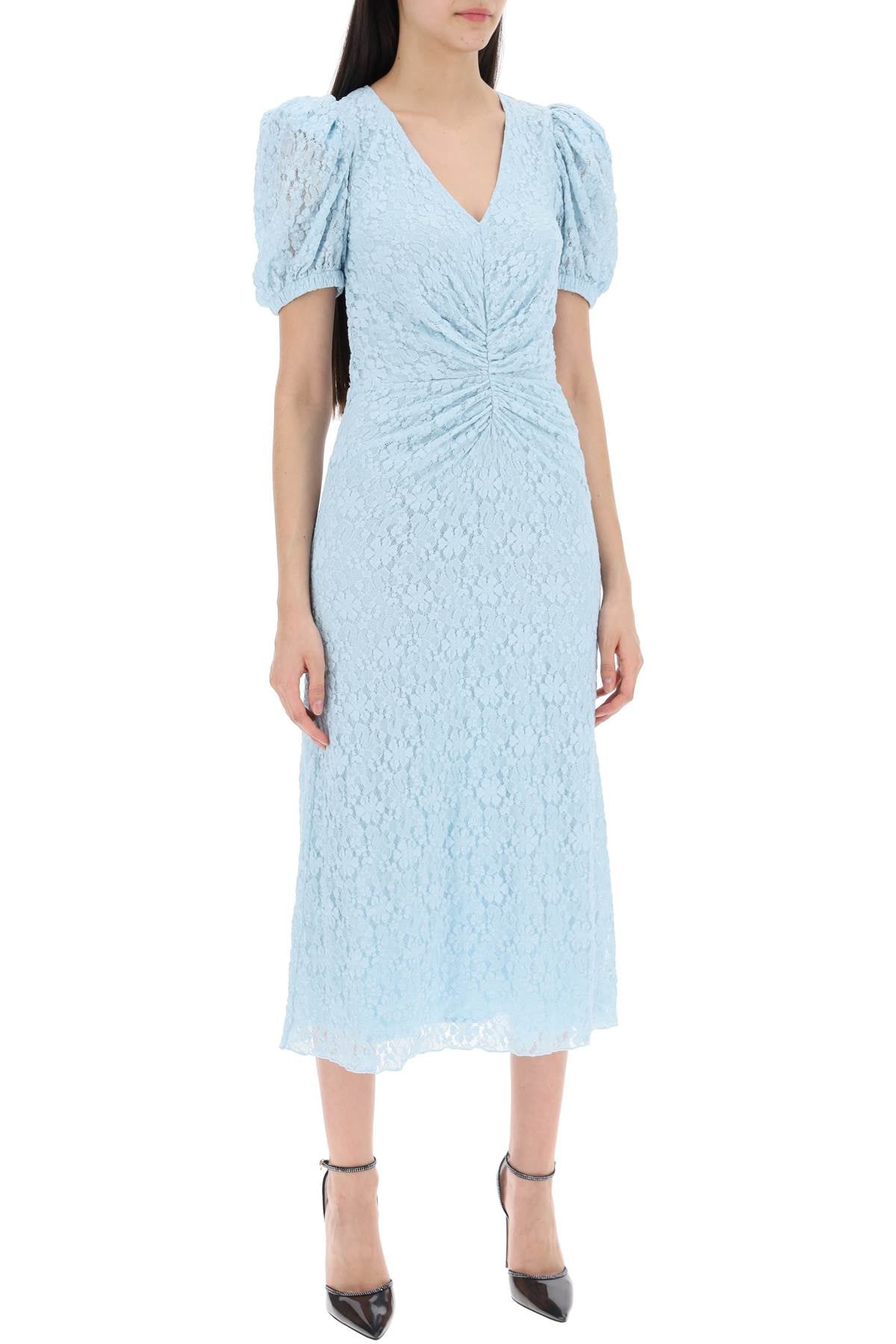Rotate midi lace dress with puffed sleeves-1
