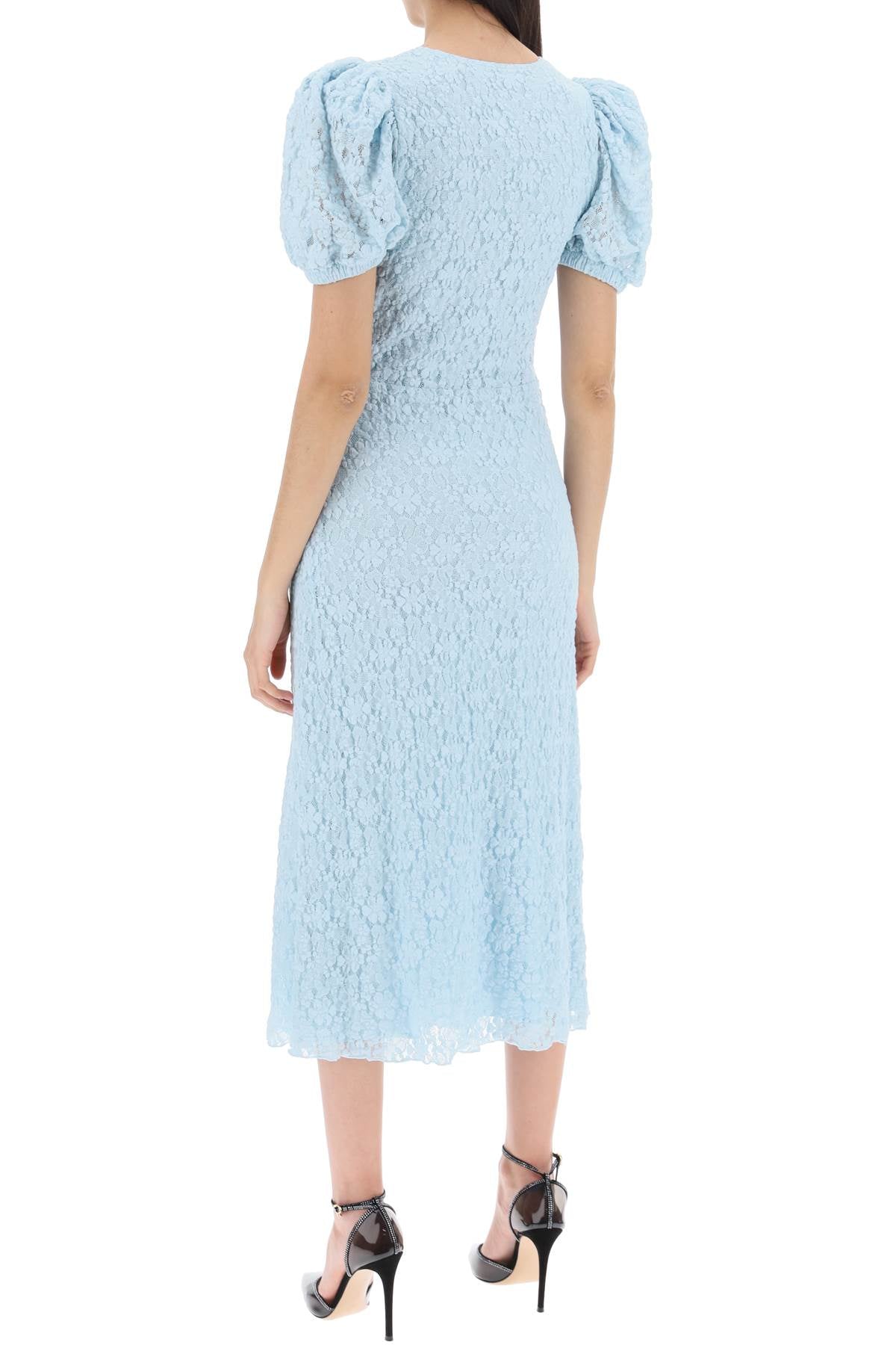 Rotate midi lace dress with puffed sleeves-2