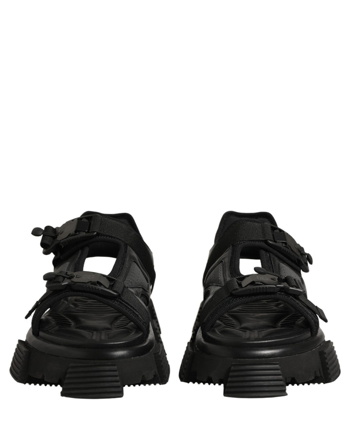 Dolce & Gabbana Black Logo Detailed Men Chunky Sandals Shoes