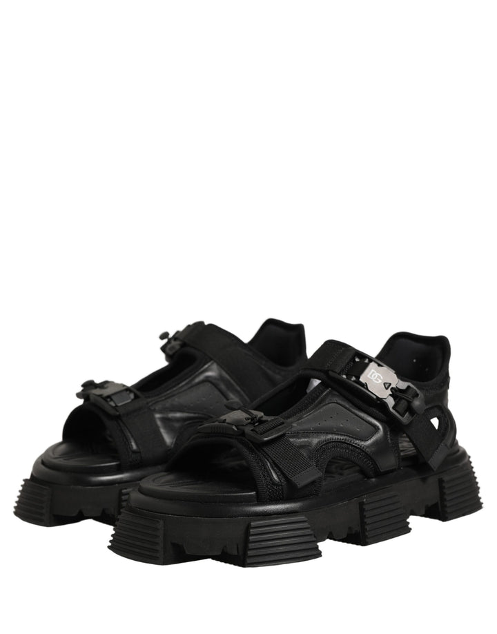 Dolce & Gabbana Black Logo Detailed Men Chunky Sandals Shoes