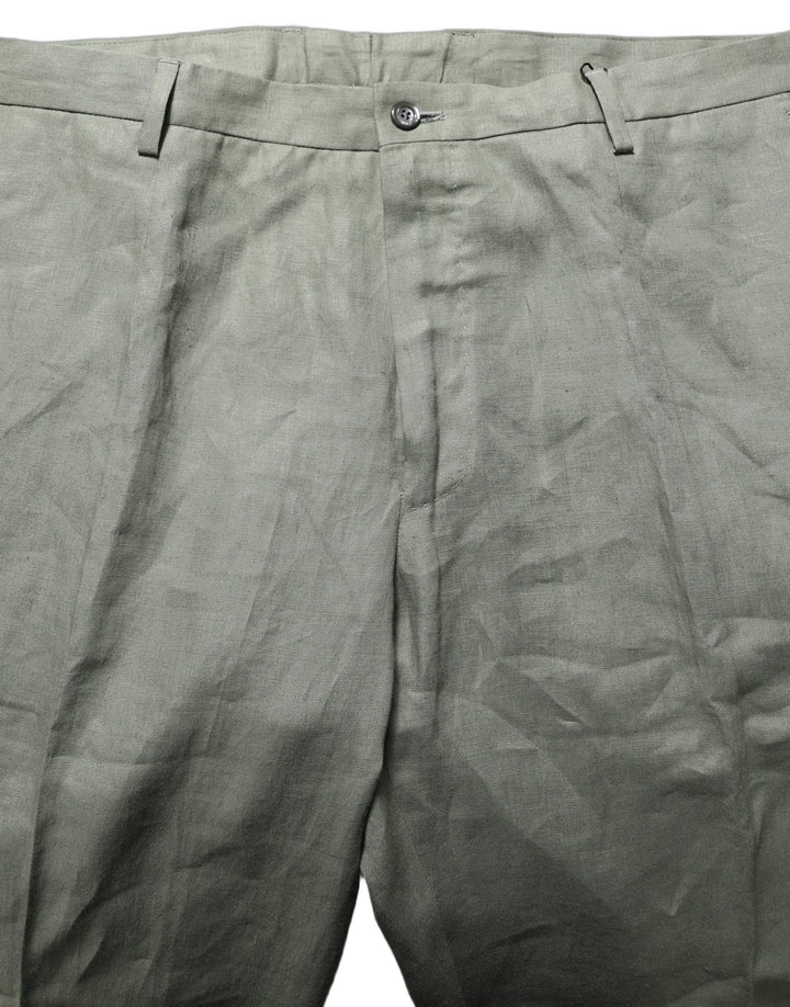 Dolce & Gabbana Gray Linen Tapered Men Dress Trouser Pants