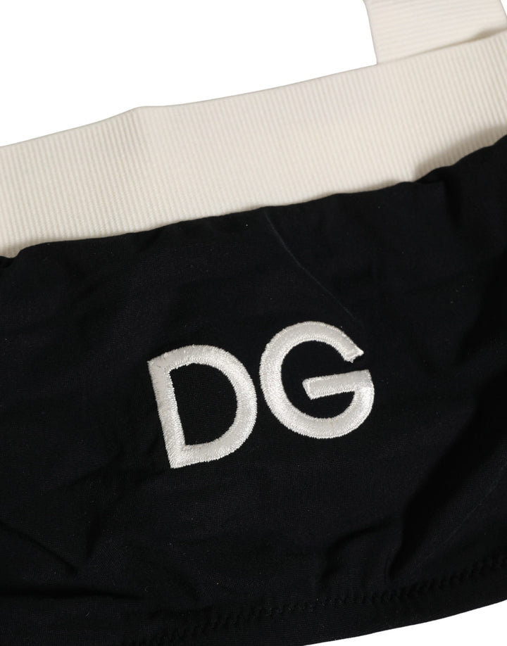 Dolce & Gabbana Black White Cotton Stretch Bikini Top Swimwear