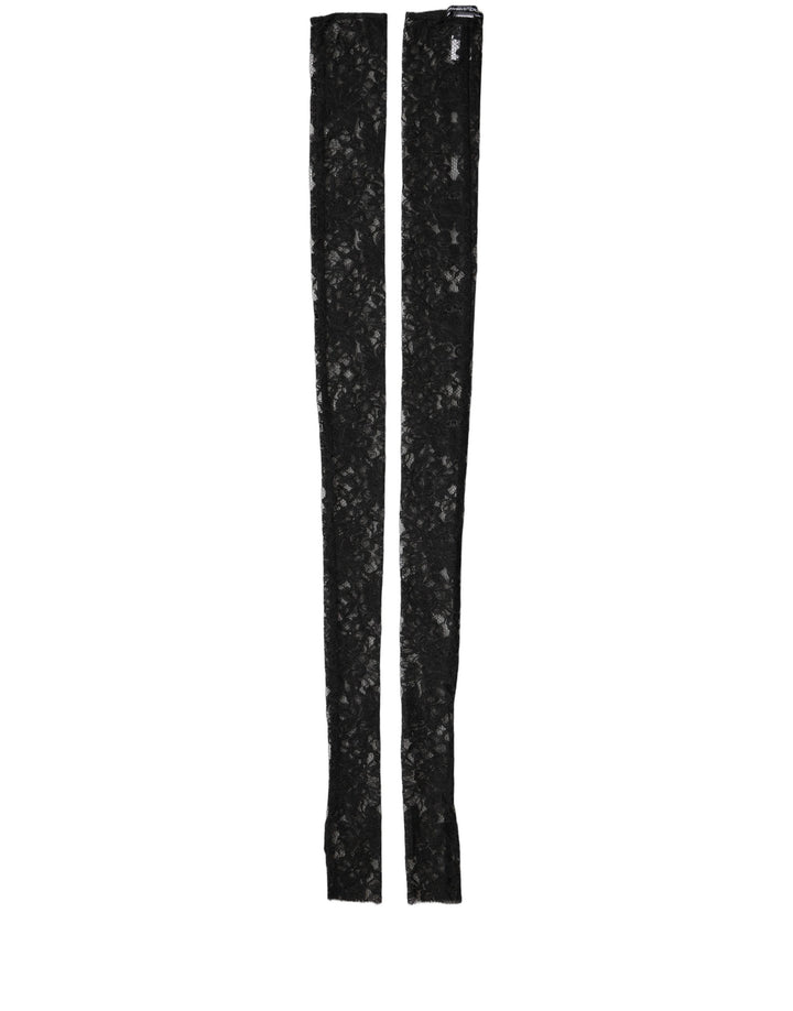 Dolce & Gabbana Sleeves Black Nylon Floral Lace Warmer Arm