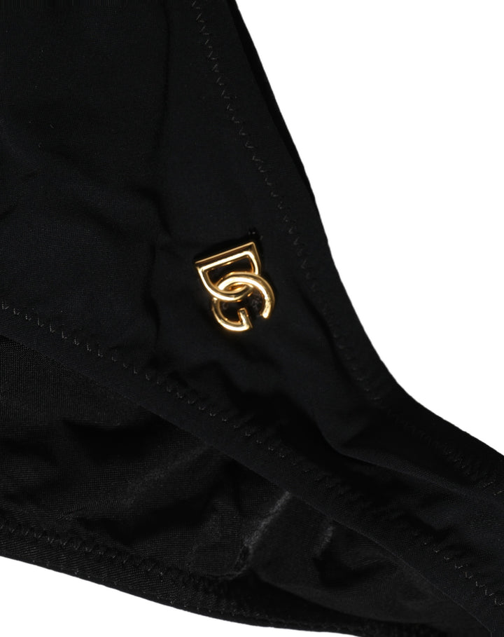 Dolce & Gabbana Black Cutout Logo One Piece Swimsuit Swimwear