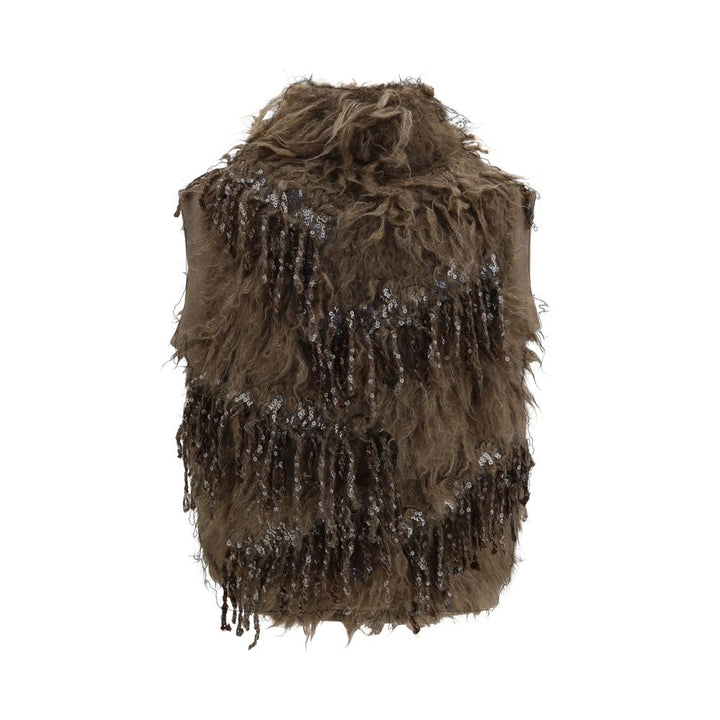 Brunello Cucinelli Beige Mohair Sleeveles Sweater
