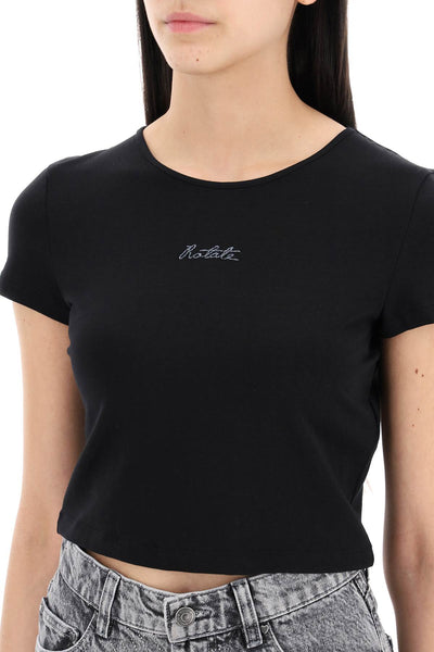 Rotate cropped t-shirt with embroidered lurex logo-3