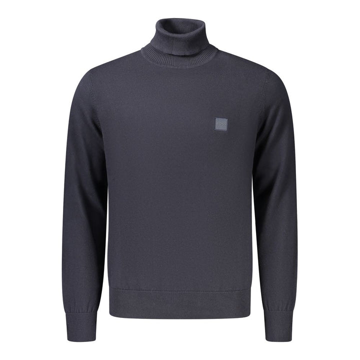Hugo Boss Blue Cotton Turtleneck