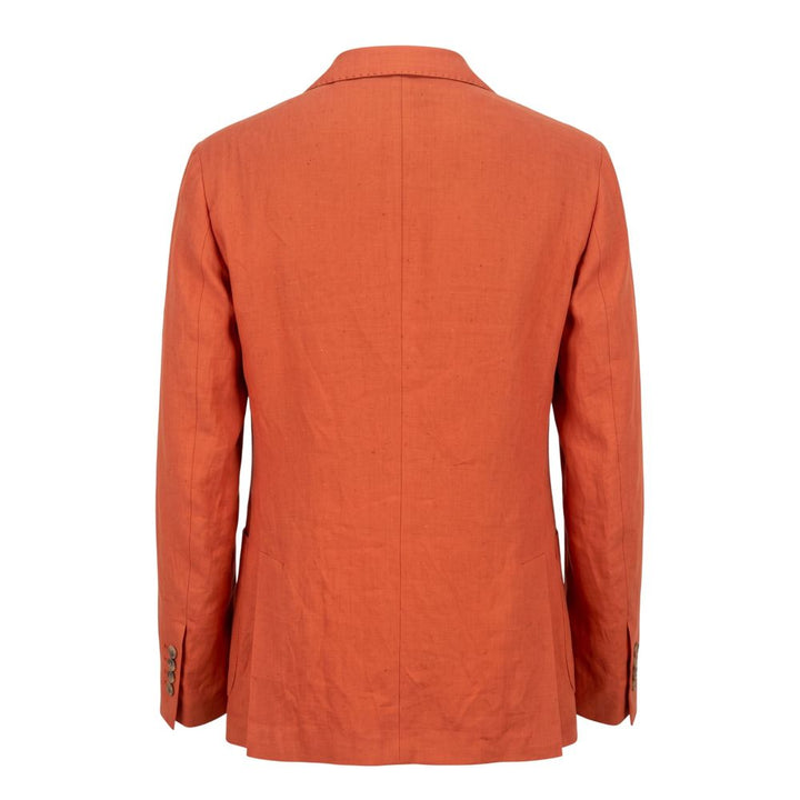 Roberto Pepe Luxury Orange Linen Men Jacket