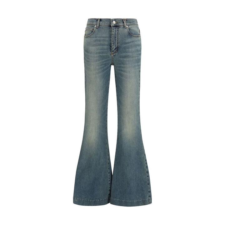 Alexander McQueen Blue Cotton Flared Jeans