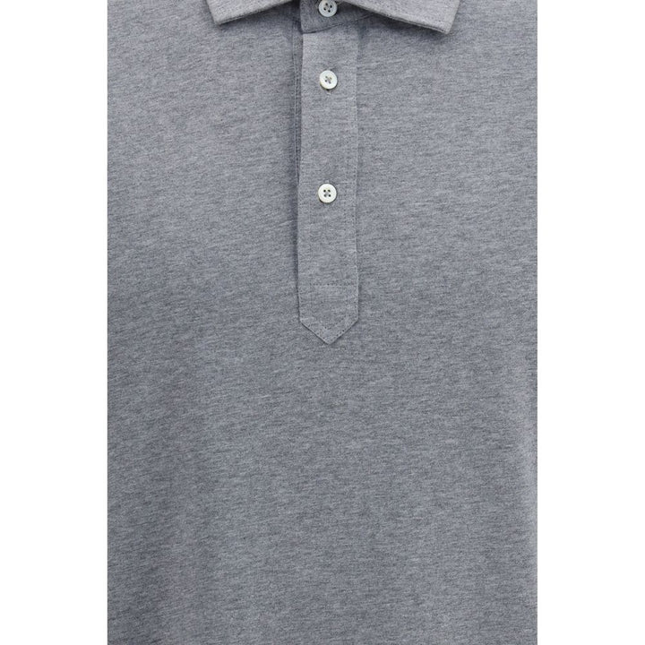 Brunello Cucinelli Gray Cotton Polo Shirt