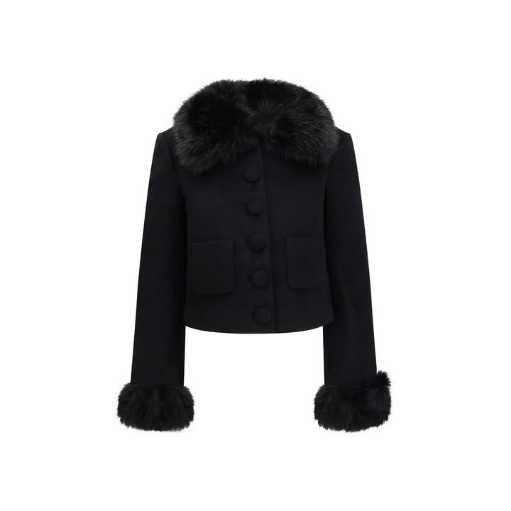 Self-Portrait Black Wool Oves Aries Full-Length Jacket