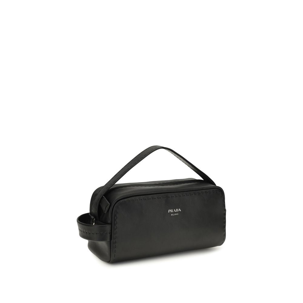 Prada Black Calf Leather Bos Taurus Shoulder Bag