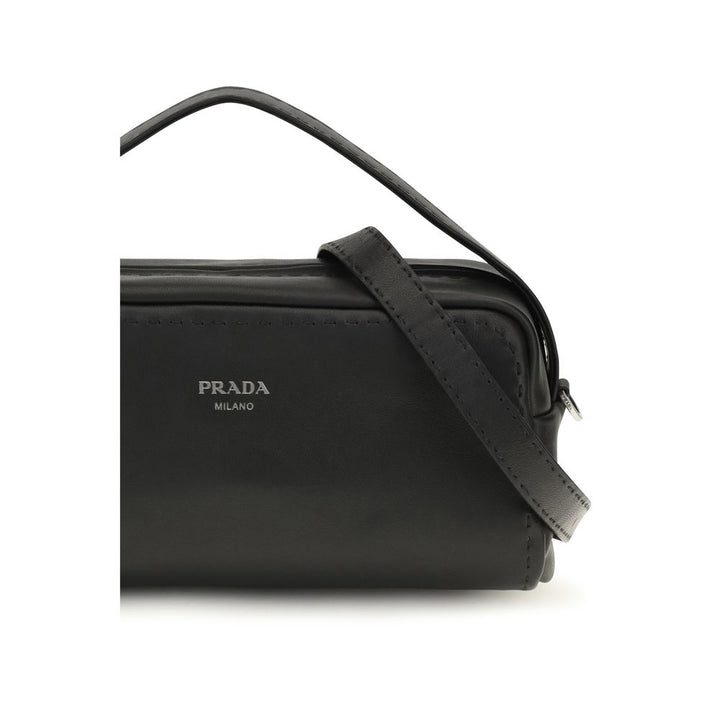 Prada Black Calf Leather Bos Taurus Shoulder Bag