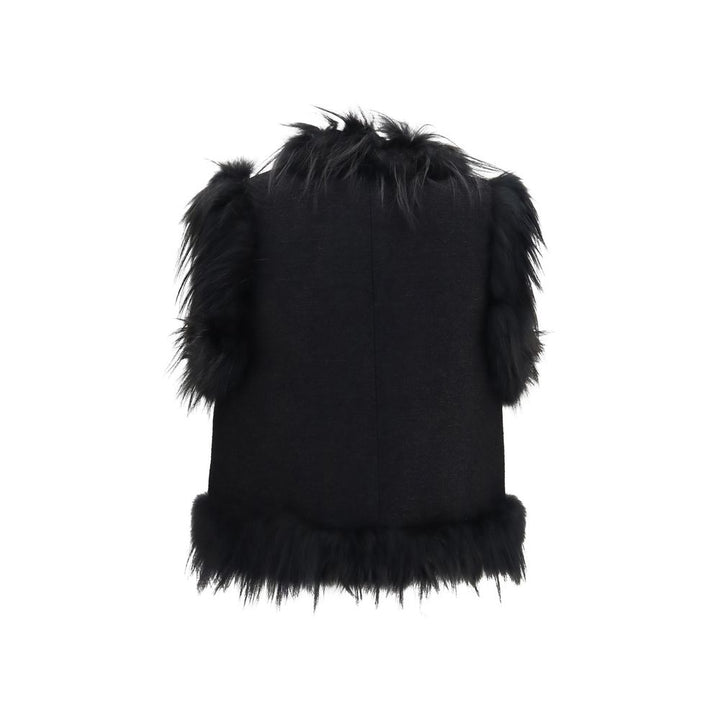 Fendi Black Wool Oves Aries Sleeveless Jacket