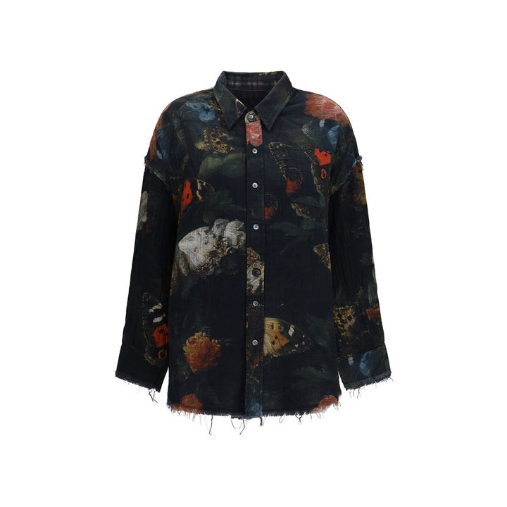 R13 Black Cotton Pattern Shirt