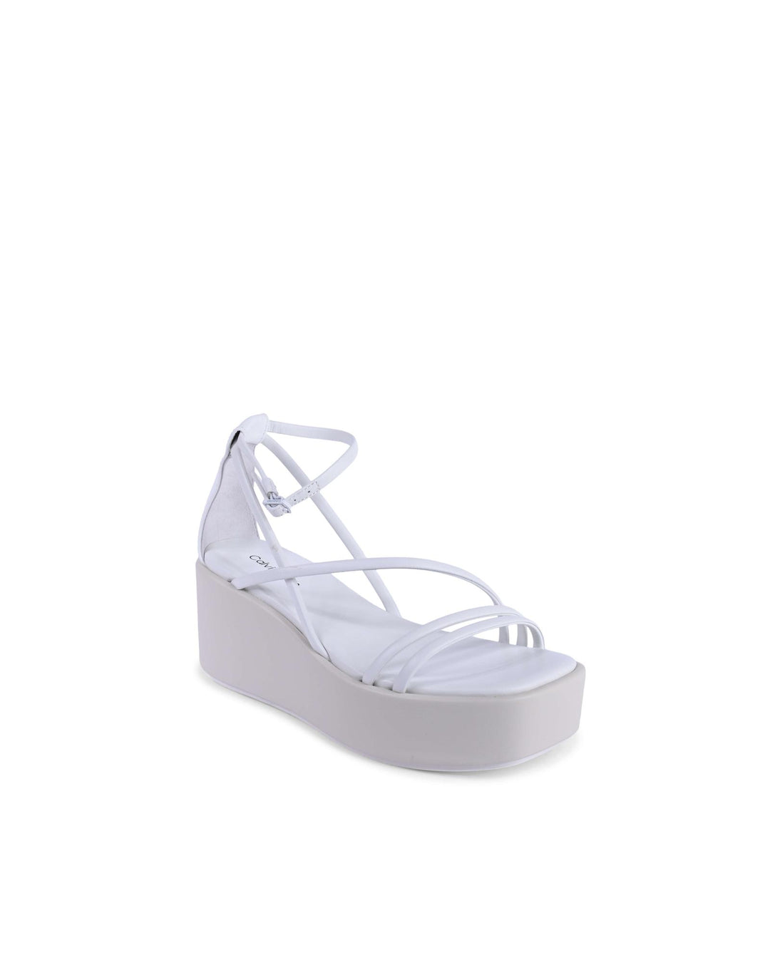 Calvin Klein White Leather Platform Sandals