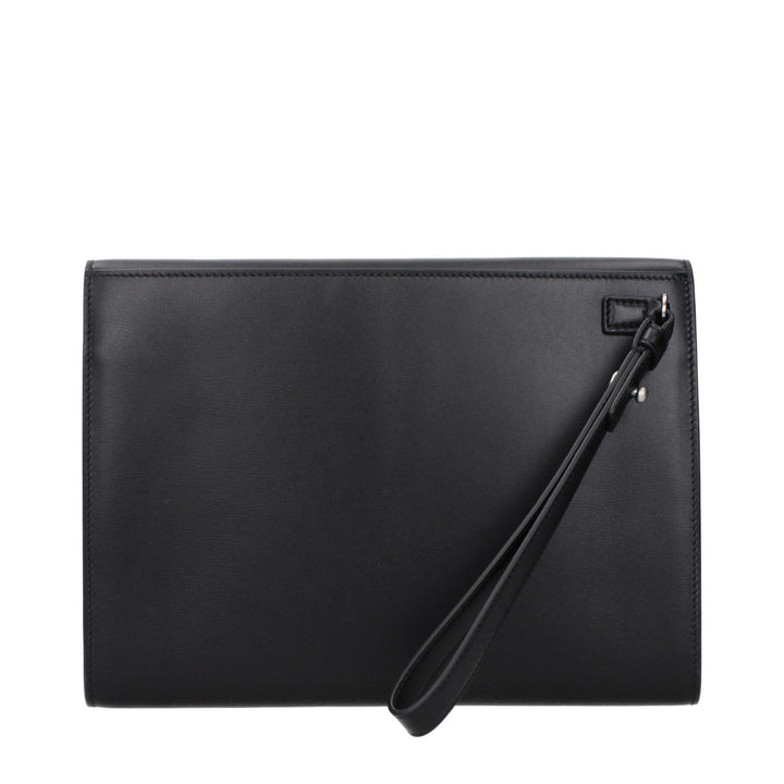 Ferragamo Black Leather Clutch Bag