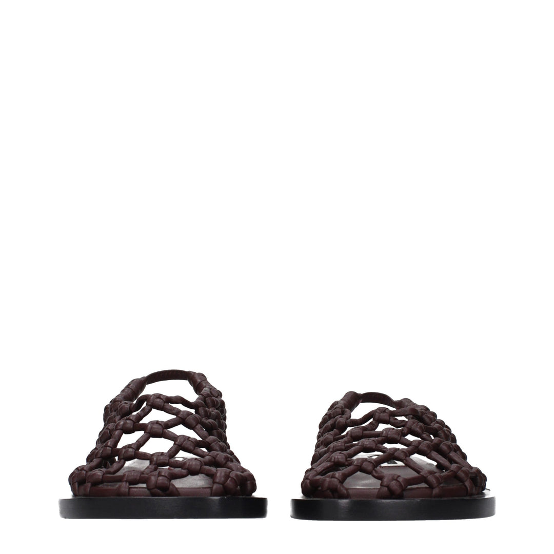 Jil Sander Brown Leather Flat Sandals