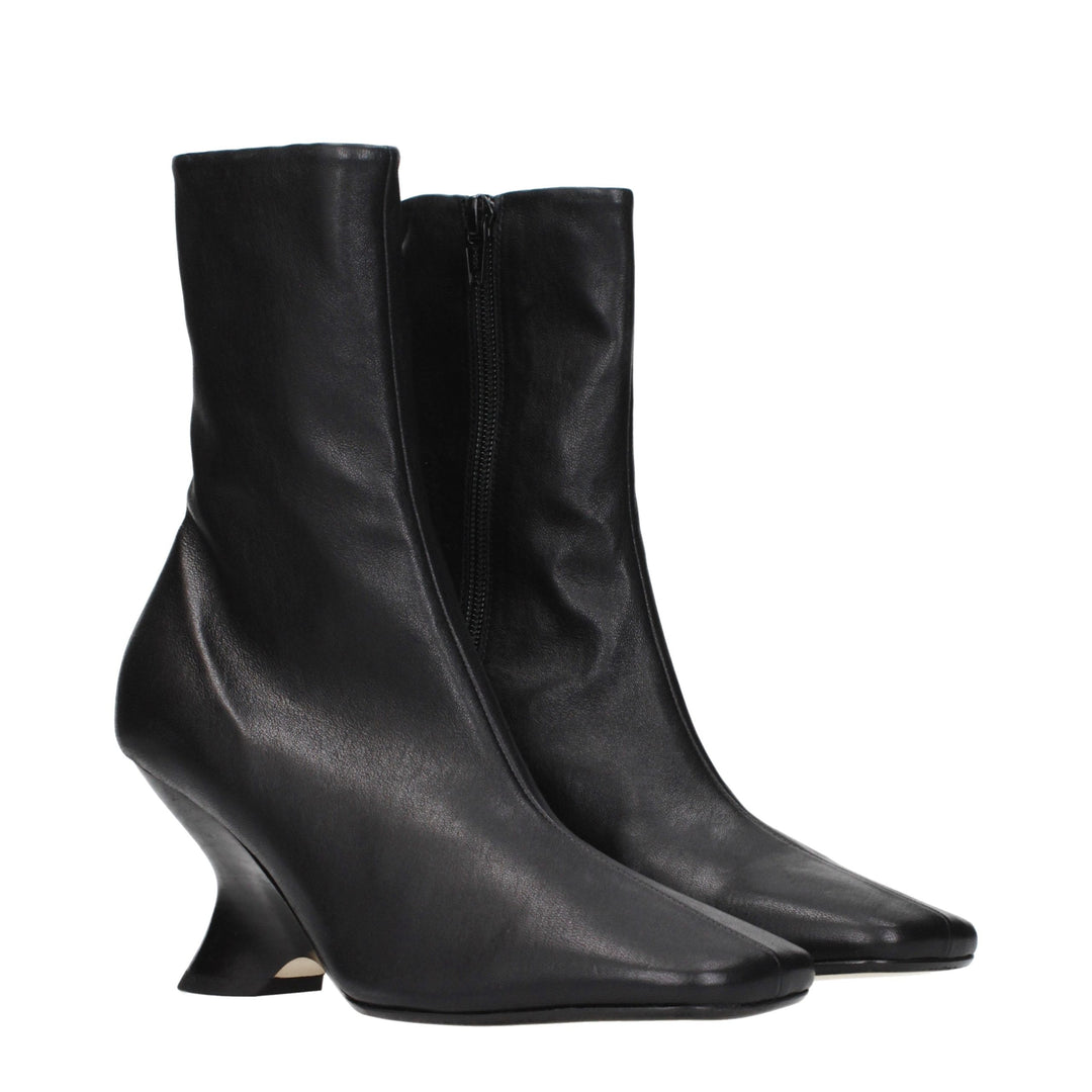Dries Van Noten Black Leather Ankle Boots