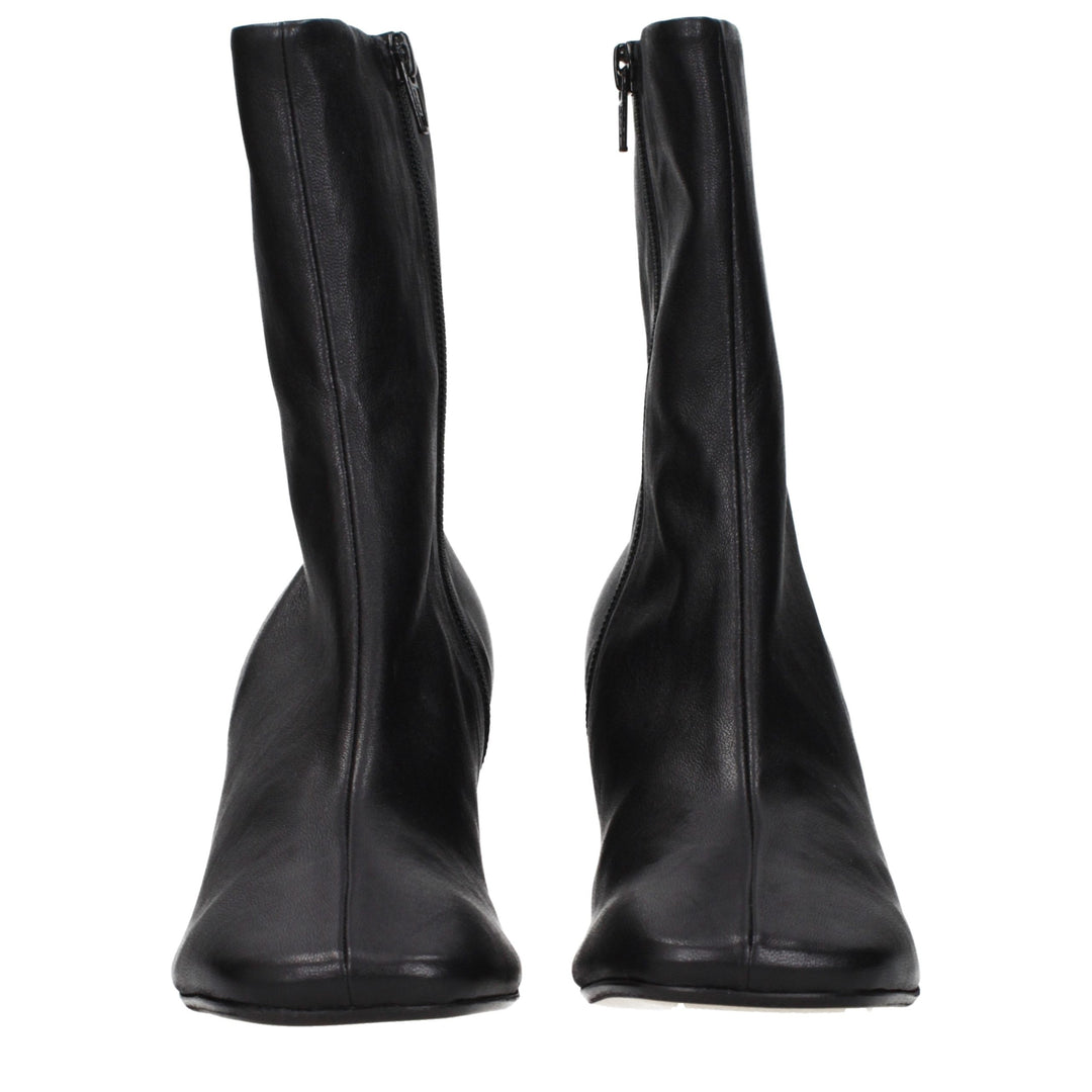Dries Van Noten Black Leather Ankle Boots