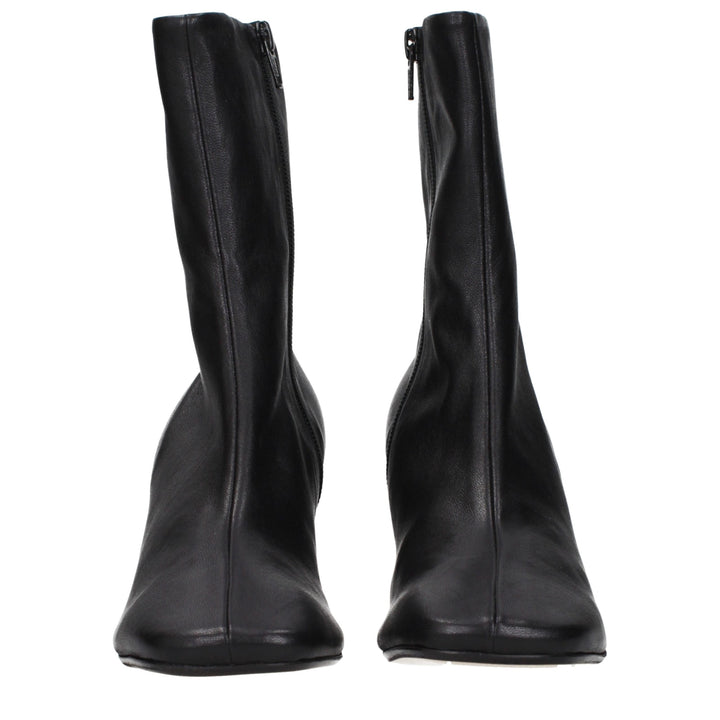 Dries Van Noten Black Leather Ankle Boots