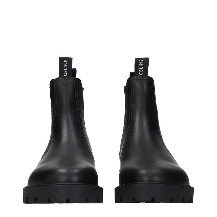 Celine Black Leather Ankle Boots