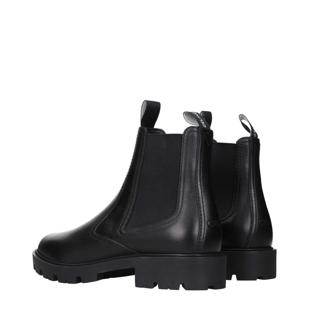 Celine Black Leather Ankle Boots