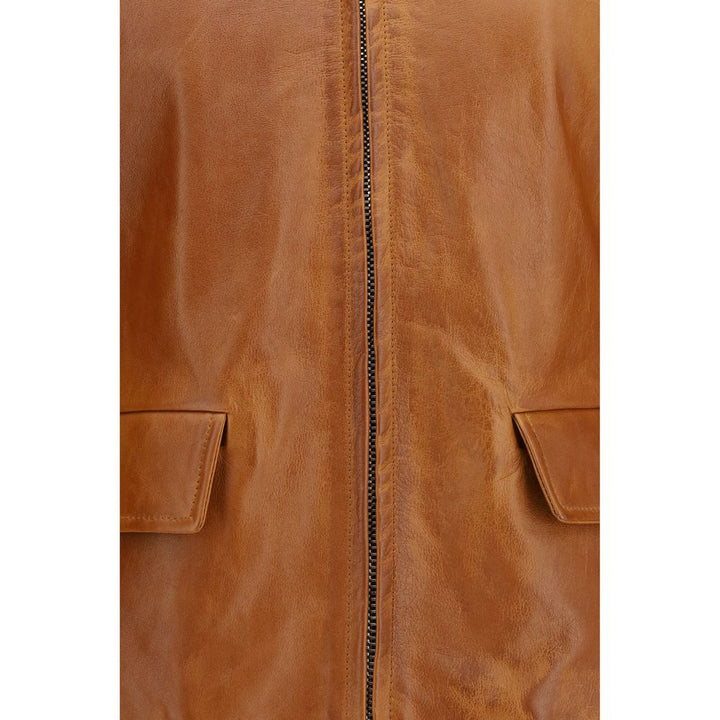 Marni Brown Calf Leather Bos Taurus Leather Jacket
