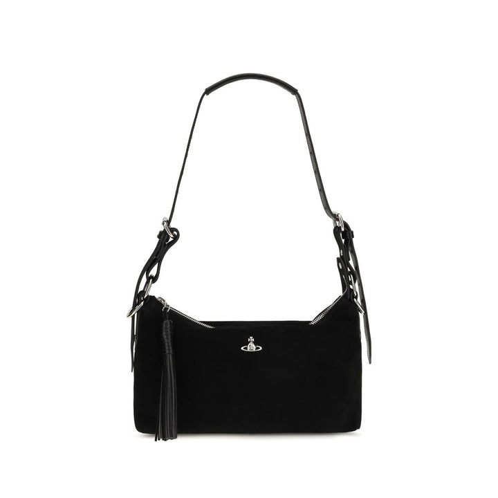 Vivienne Westwood Black Suede Leather Shoulder Bag