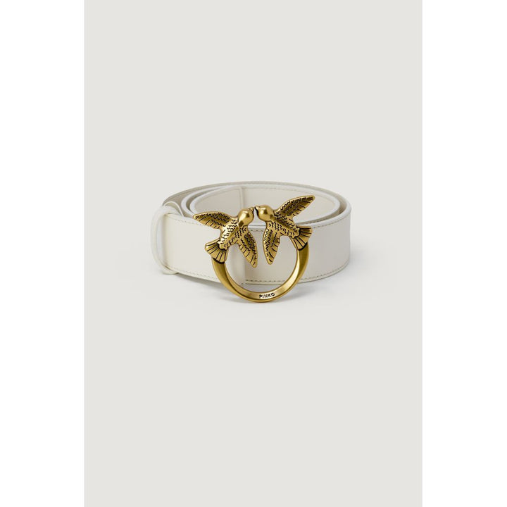 PINKO Cream Leather Regular Belt
