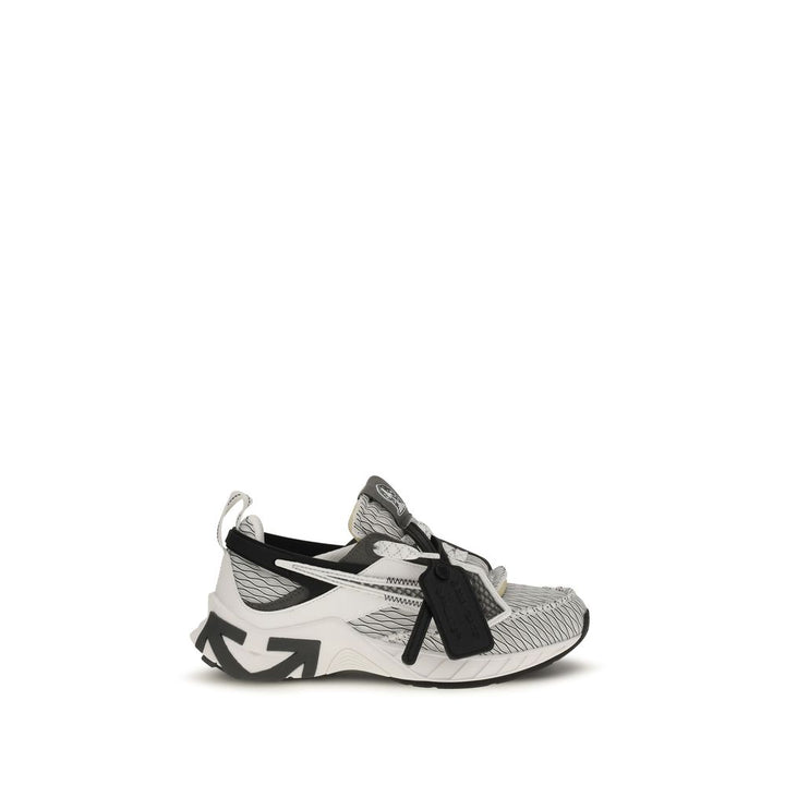 Off-White Gray Fabric Athletic Sneakers