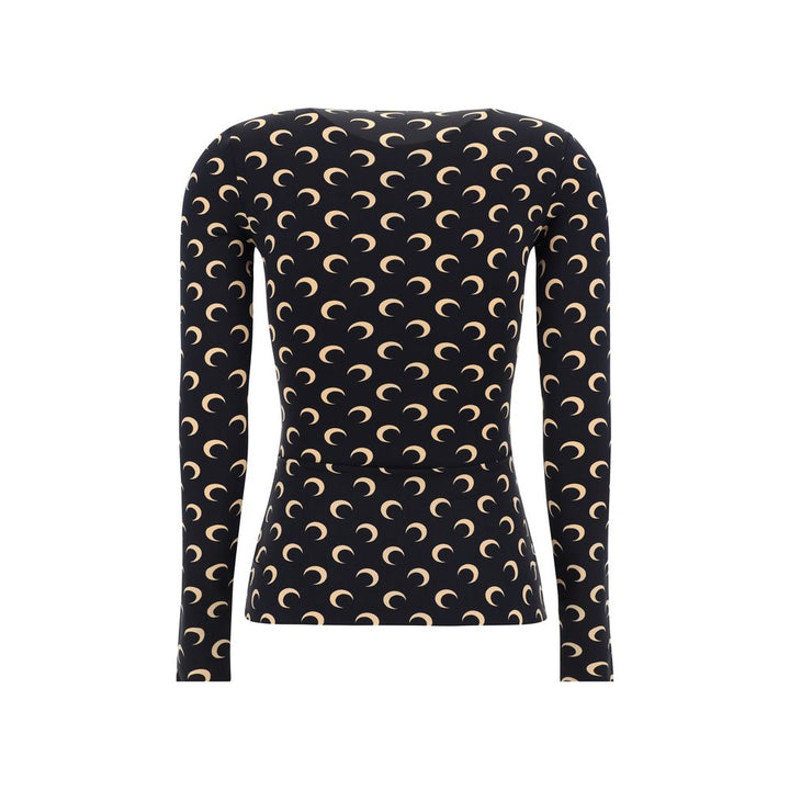 Marine Serre Black Polyamide Long Sleeve T-Shirt