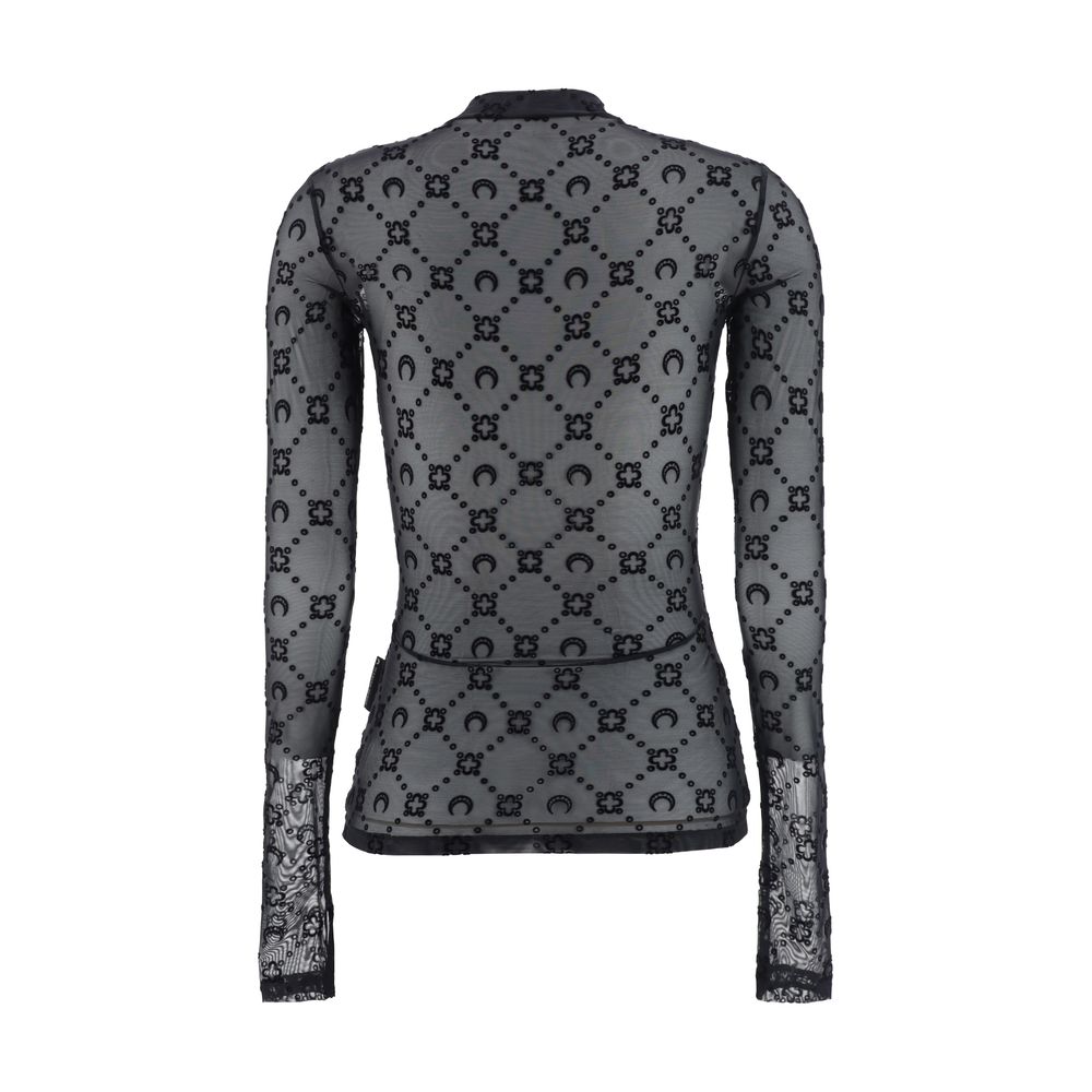 Marine Serre Black Polyamide Pattern Shirt