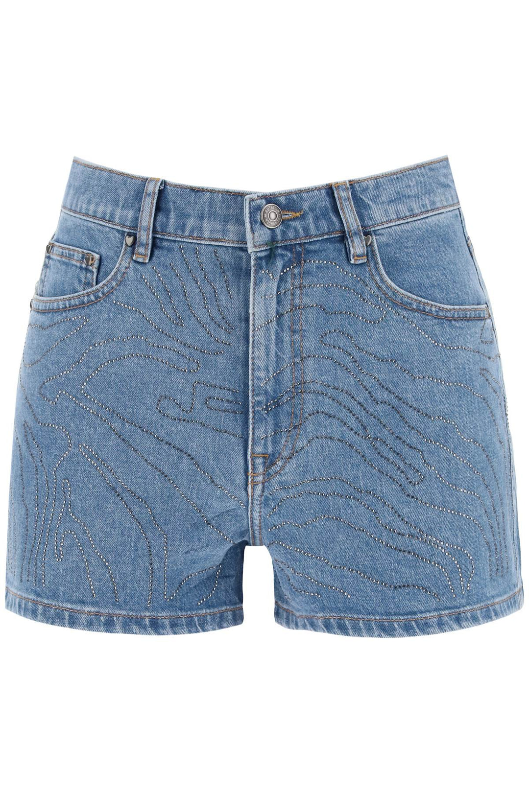 denim shorts with rhinestone-0